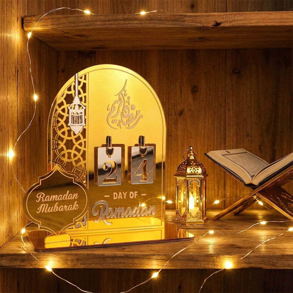 Acrylic Eid Countdown Calendar 2026 Ramadan Mubarak Decoration for Home DIY Day of Ramadan Tracker Islamic Muslim Party Supplies