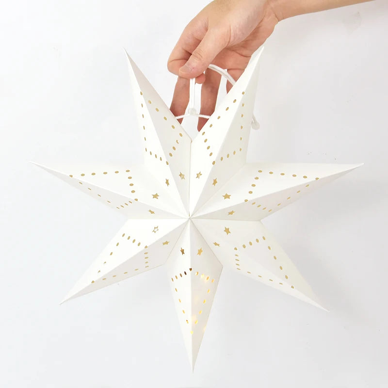 Eid Mubarak Decoration Hollow Star Hanging Pendant Ramadan Kareem LED Light Lantern 2025 Islamic Muslim Party Supplies Birthday