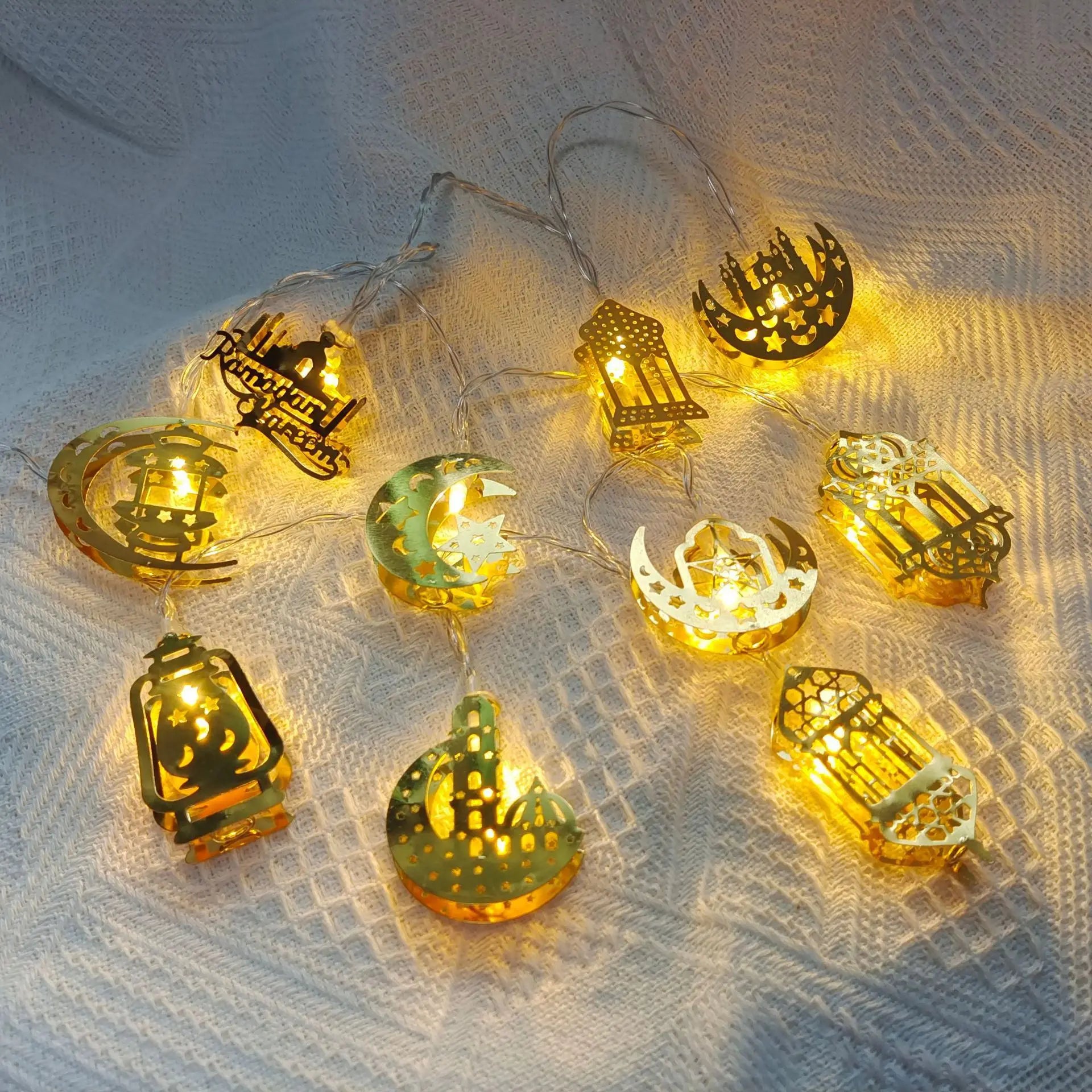 Moon Star LED String Light Castle Ramadan Kareem Decorati for Home Islam Muslim Party Festival Hanging Pendant Eid Al Adha Gifts