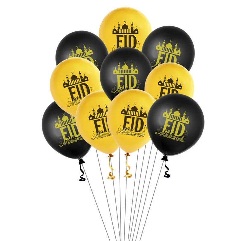 Eid Mubarak Latex Balloon Ramadan Kareem Moon Star Castle Decoration Air Globos Islamic Party Ramadan Mubarak Balloon Eid Gifts