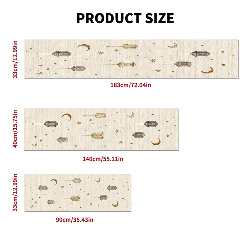 Ramadan Star Lantern Table Runner for Eid Mubarak Home Dining Table Decoration 2026 Islamic Muslim Party Polyester Table Runner