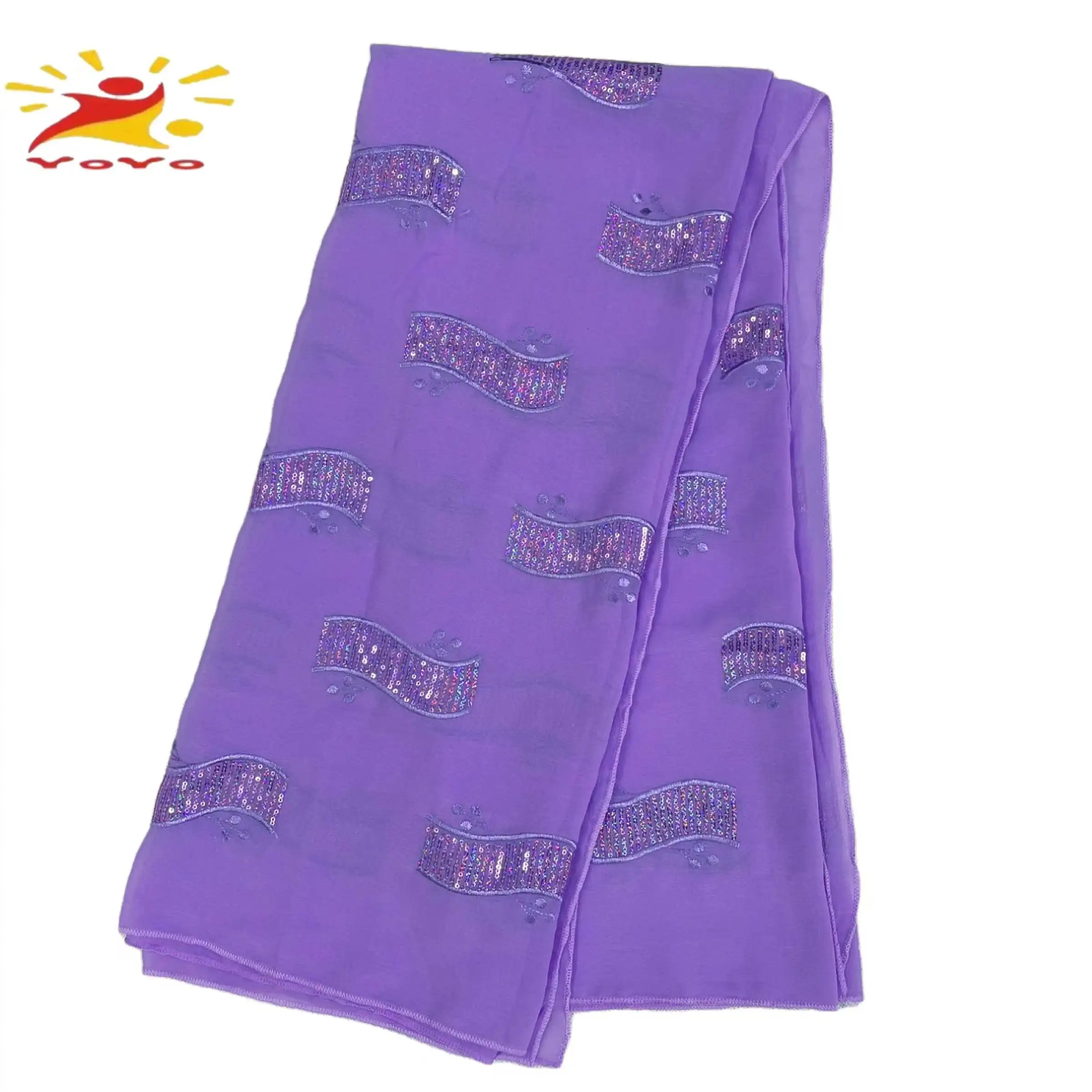 2022Latest Selling African Muslim Chiffon Sequin Embroidered Scarf Large Size Shawl Lslamic Ramadan Hijab 210*120cm