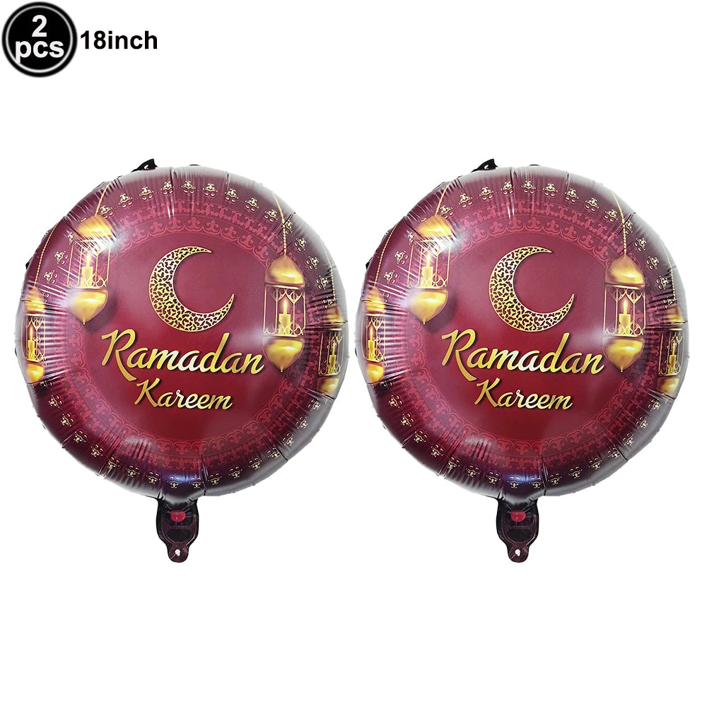 Happy Eid Ramadan Mubarak Foil Balloon DIY Decoration Islamic Ramadan Stars and Moon Helium Balloon Celebration Party Decoration