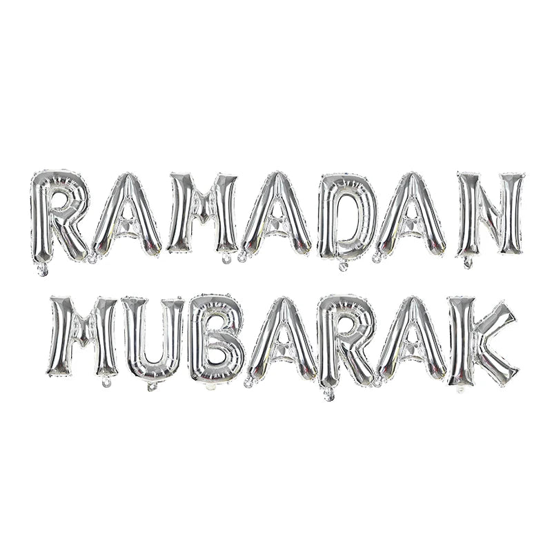 1Set Eid Mubarak Letter Foil Balloons Ramadan Kareem Decorations Star Moon Helium Globos 2024 Muslim Islamic Party Supplies Gift