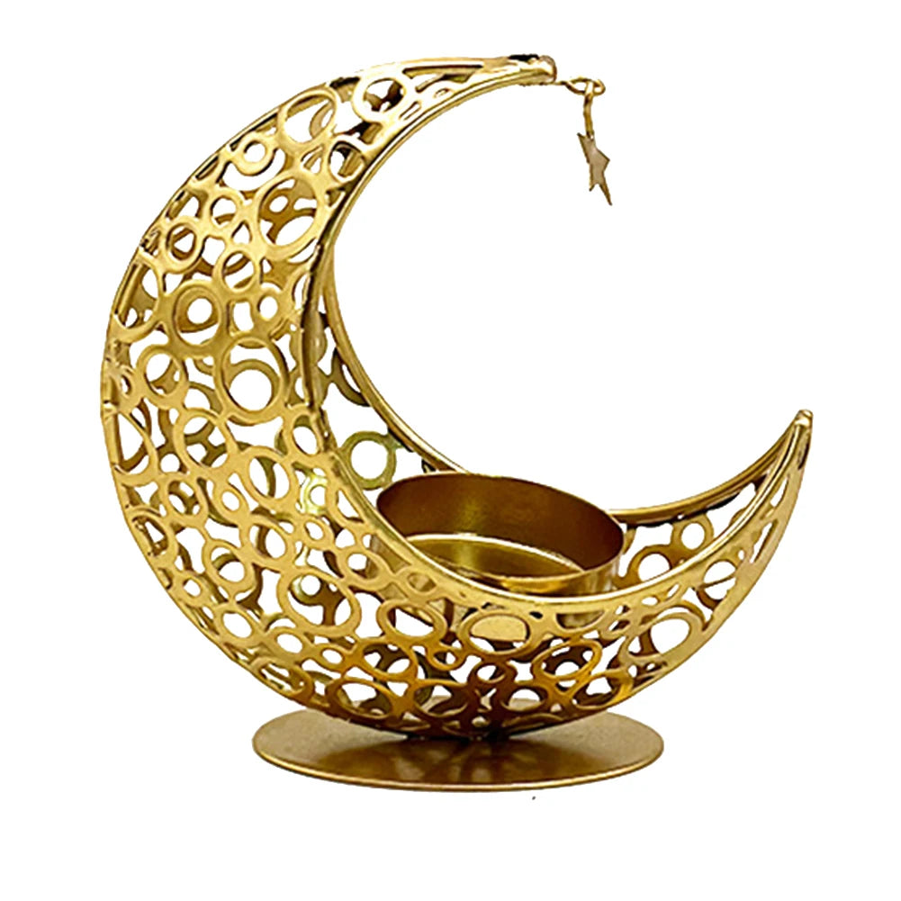 Eid Mubarak Candle Holder Moon Candle Holder Home Islamic Muslim Party Decor Ramadan Candlestick Holder Eid Mubarak Table Decor