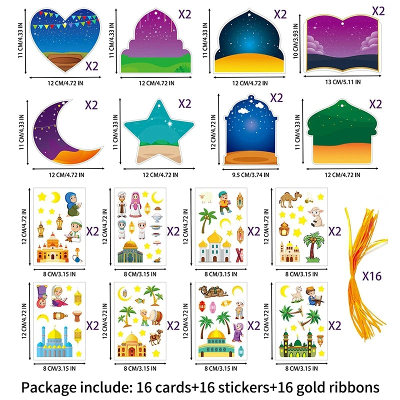 Moon Star Stickers Ramadan Decoration Muslim Eid Ramadan Tree Hanging Decoration Al Fitr Party Decor Festival Party Supplies