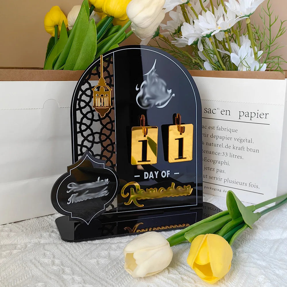 Ramadan Countdown Calendar 2026 Acrylic Silver Eid Mubarak Advent Islamic Home Decor For Muslim Party Indoor Table Desk Gifts