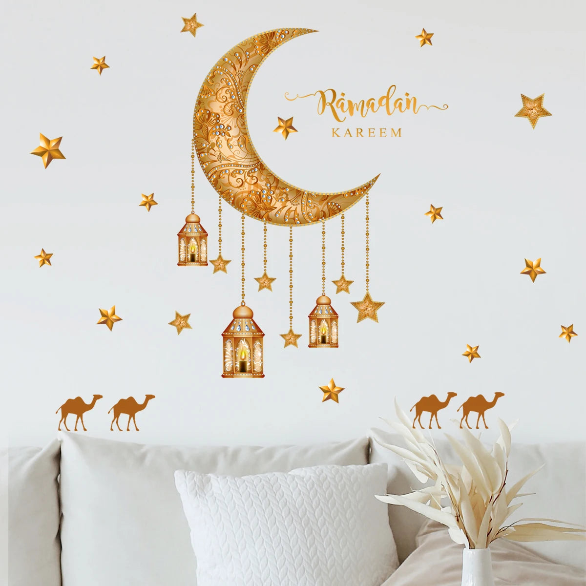 Eid Mubarak Window Sticker 2025 Kareem Ramadan Decor for Home Ramadan Mubarak Wall Sticker Islamic Muslim Wall Decals Decor