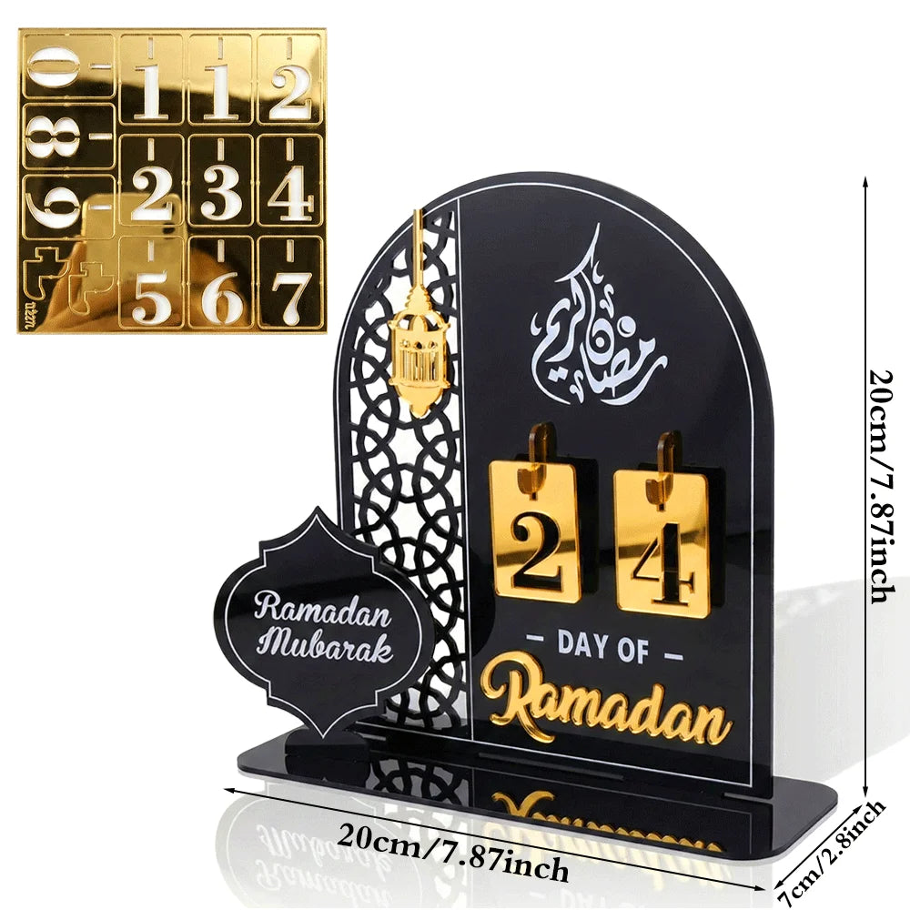 Acrylic Eid Countdown Calendar 2026 Ramadan Mubarak Decoration for Home DIY Day of Ramadan Tracker Islamic Muslim Party Supplies