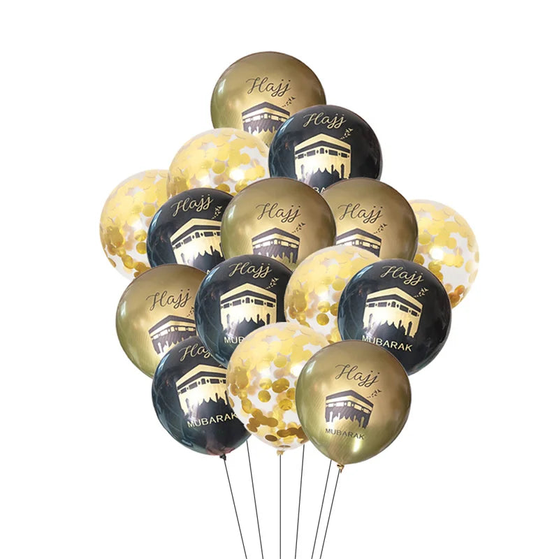 Black Gold Hajj Mubarak Star Moon Letter Foil Balloon Set Eid Mubarak Islamic Muslim Pilgrimage Festival Party Decor Supplies