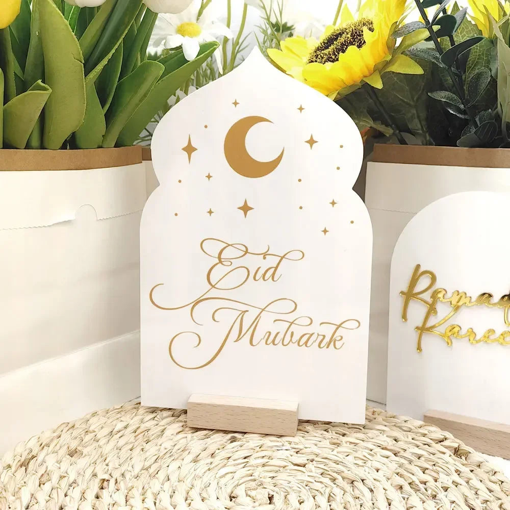 Reusable Acrylic Ramadan Calendar Board Wooden Base Table Ornament Mubarak Eid Advent Day Suhoor Iftaar Countdown Gifts with Pen