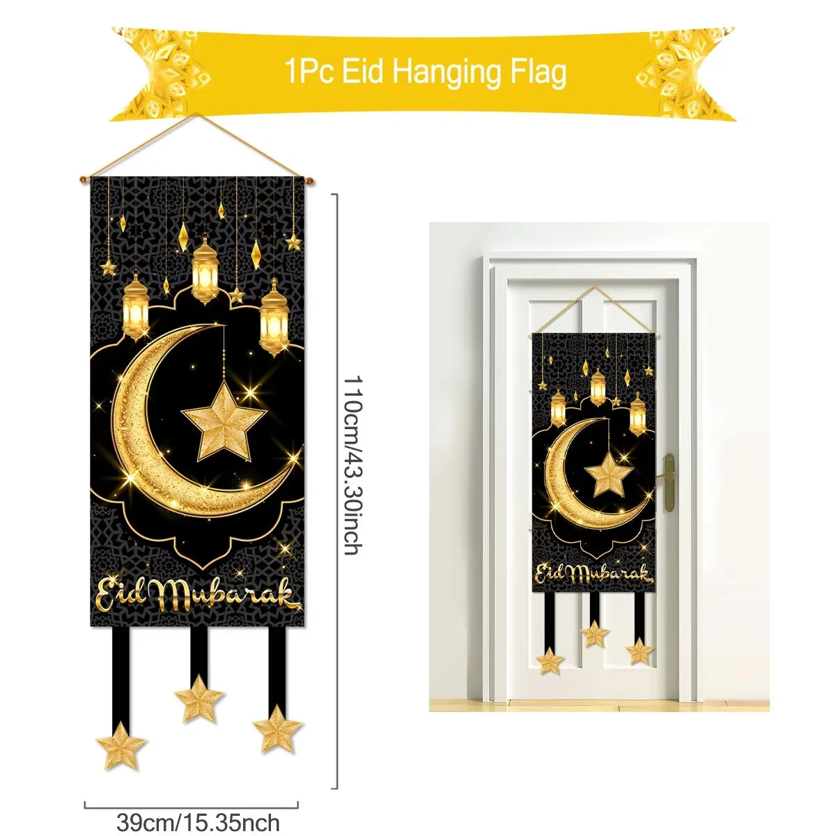 Eid Mubarak Decoration Hanging Flag Eid Mubarak Decor 2025 for Home Islamic Muslim Party Decor Ramadan Kareem Eid Al-Fitr Gift