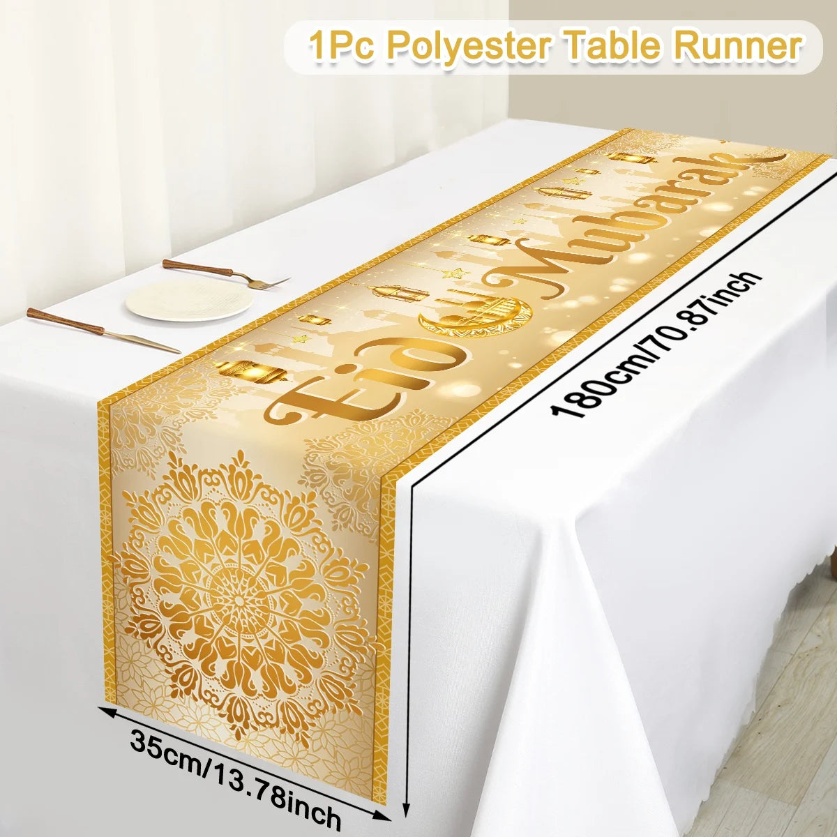Ramadan Kareem Table Runner Ramadan Decor For Home 2026 Tablecloth Islamic Muslim Party Supplies Ramadan Kareem Eid Al-Fitr Gift