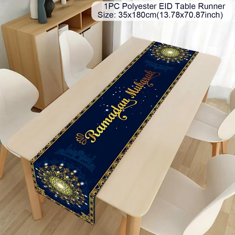 Ramadan Table Runner Eid Mubarak Decoration 2026 for Home Ramadan Kareem Ramadan Mubarak Islamic Muslim Party Eid Al-Fitr Gifts