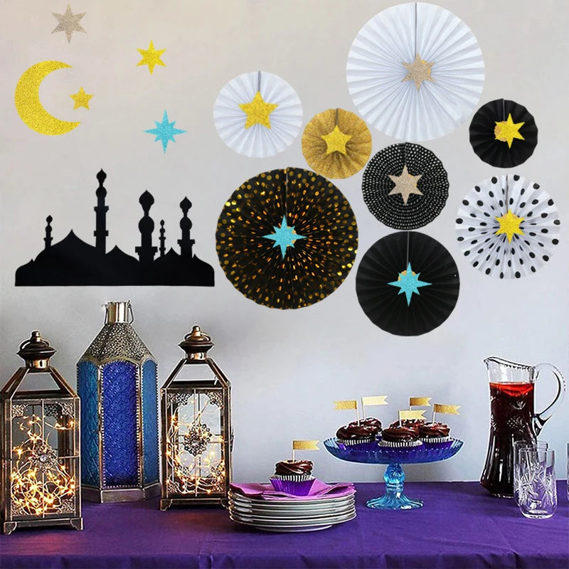 Ramadan Kareem Party Decorations 2026 Eid Islamic Muslims Party Decorations Hanging Ornament Room Wall Background Decorations