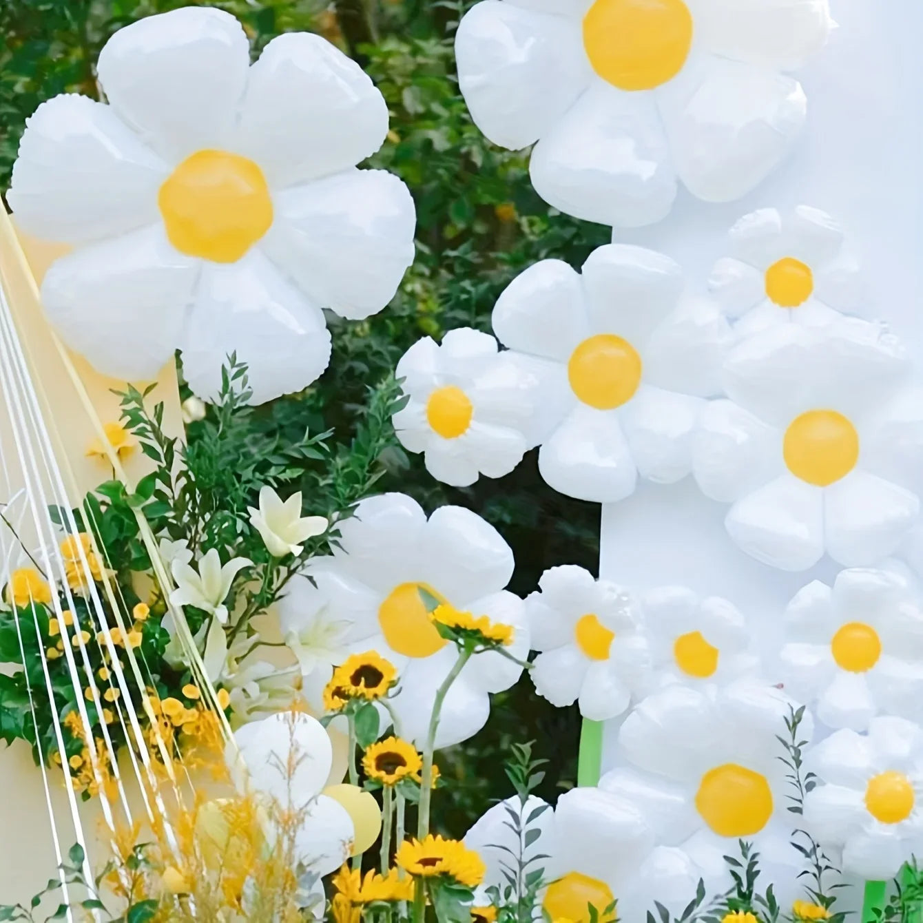 10/1PCS White Daisy Flower Balloon Multi Size Sunflower Foil Balloons Helium Ball Children Birthday Party Baby Shower Decoration