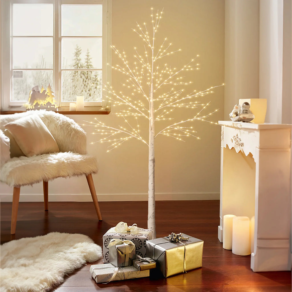 Lighted Birch Tree, Lighted Christmas Tree, 440LED Warm 8 Lighting Modes Artificial Plant White Christmas Tree Halloween Birch