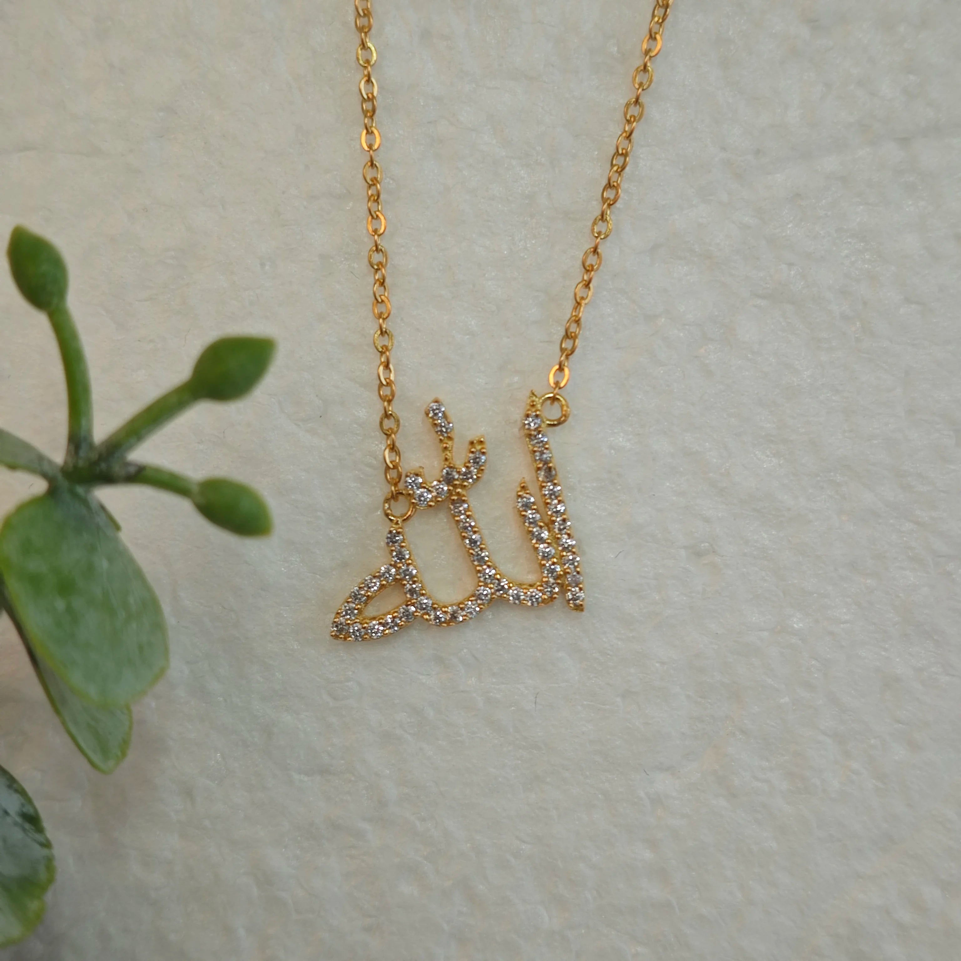 925 Silver Islamic Arabic Allah Necklace Zircon Jewelry Dainty 18k Gold Plated Muslim Pendant Best Eid Gift For Mother Gift
