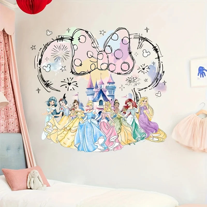 Cartoon Princess Wall Stickers Snow White Cinderella Aurora - PVC Decals for Girls Room Home Decor Mural Art Kids Wall Art