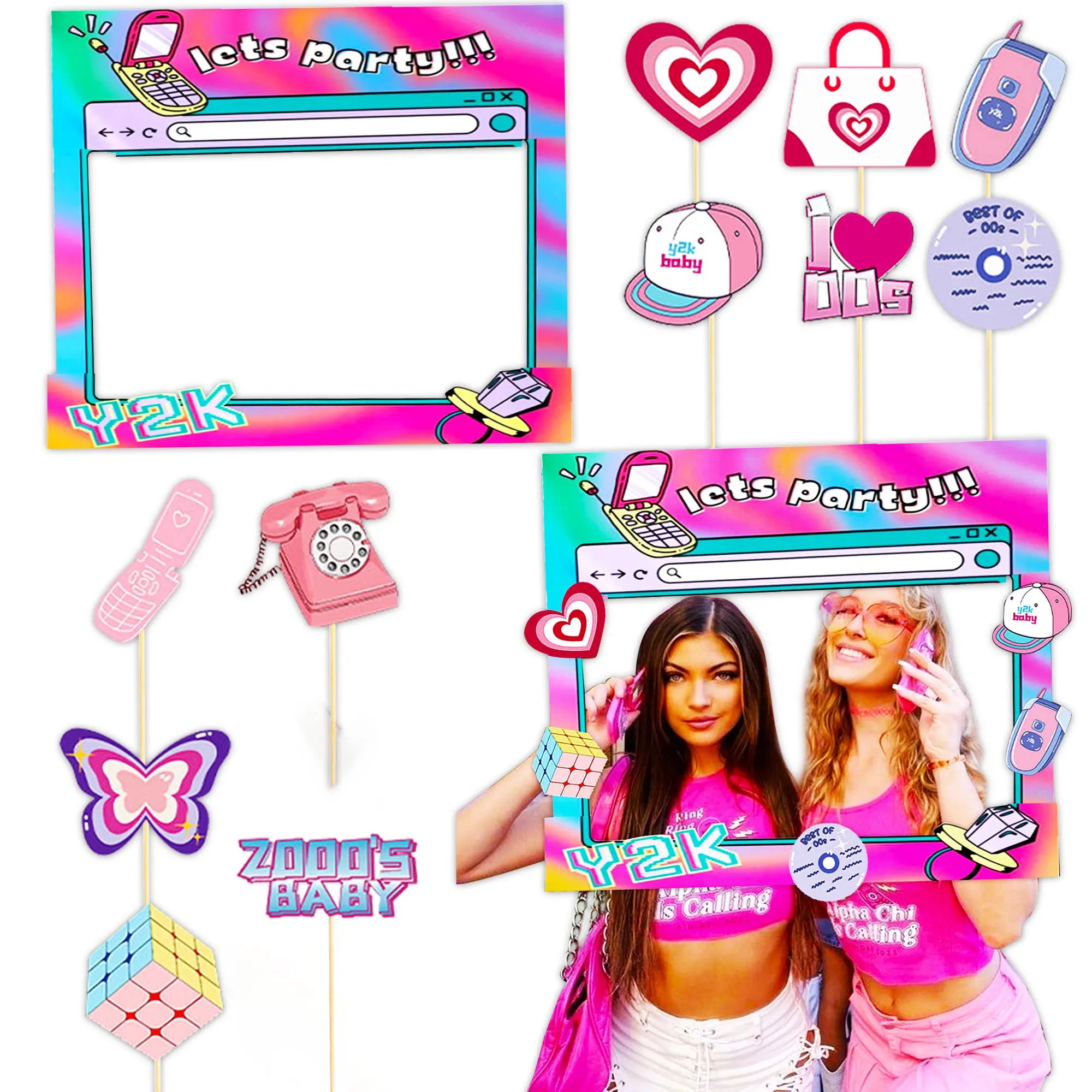 LaVenty Y2K Party Decoration Y2K Party Photo Booth Props Frame