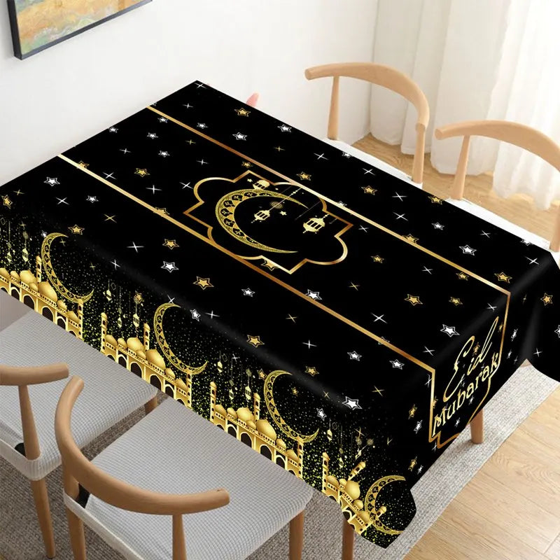 Eid Mubarak Tablecloths Ramadan Decoration for Home 2025 Islamic Muslim Party Decor Ramadan Tableware Supplies Eid Al Adha Gift