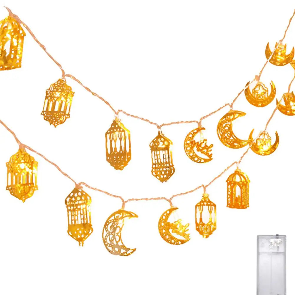 1.5M 10LED EID Mubarak String Lights Islam Muslim Festival Party Decor Moon Star Castle Lantern Ramadan Home Party Decoration