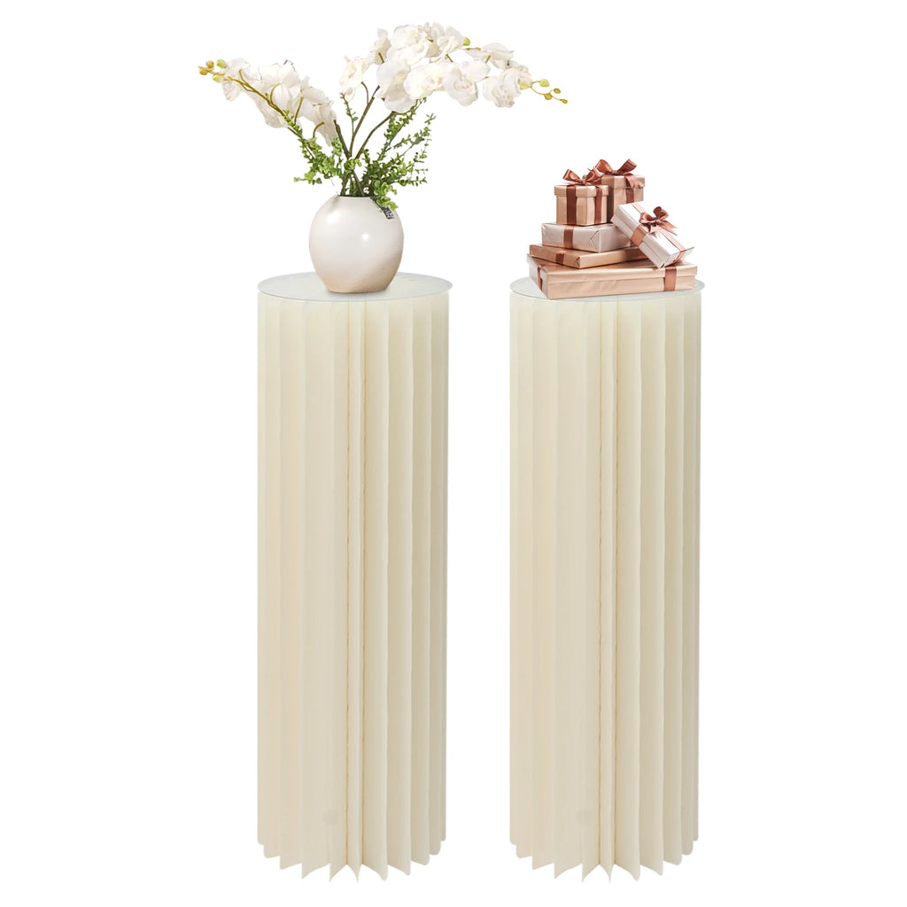 3pcs/2pcs Foldable Cardboard Centerpiece Display Cylinder Flowers Stand Columns Display for Wedding Party Garden Decoration