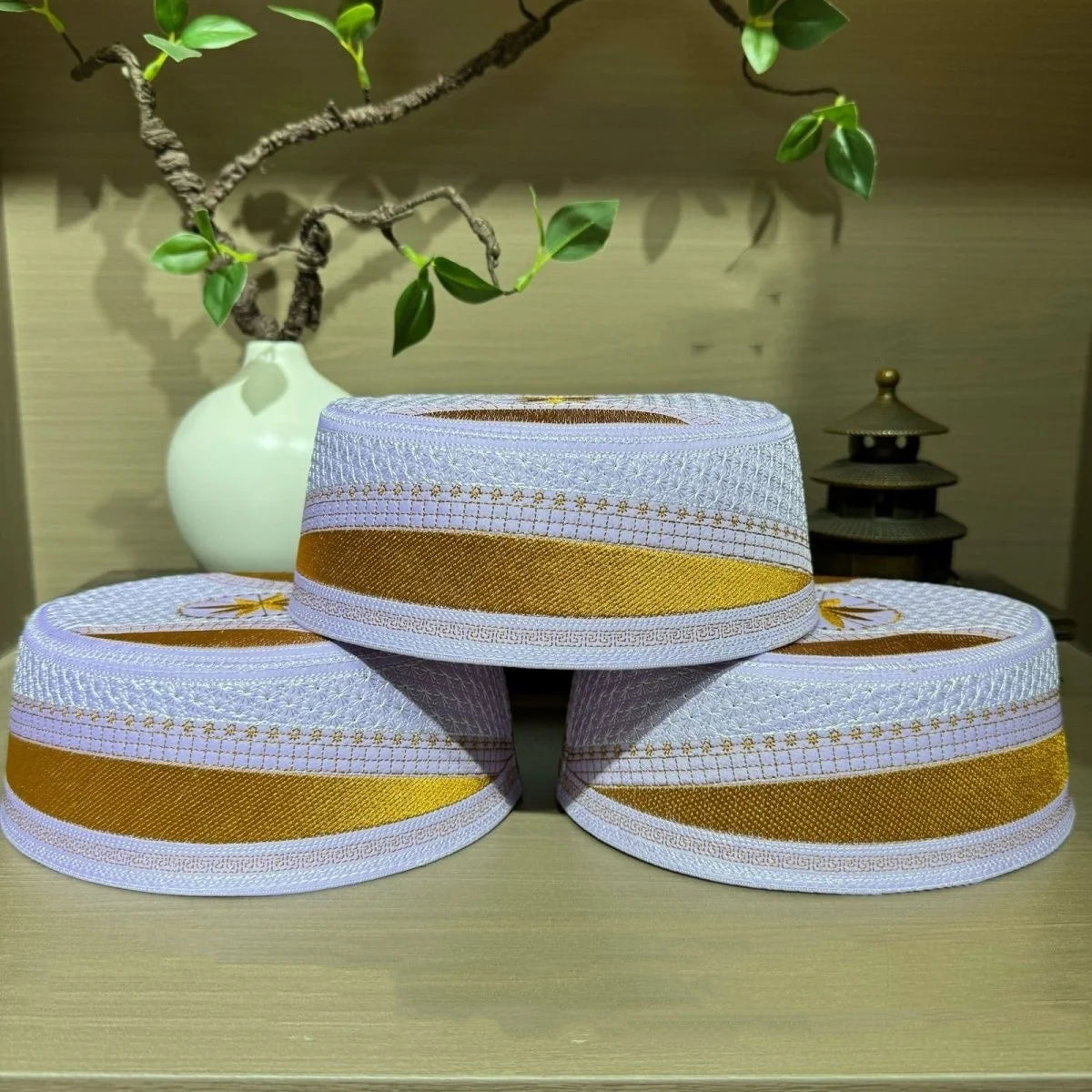 Muslim Caps For Men, Children Hat, Turkey Tax Kipa Kufi Saudi Islamic Prayer Yellow Turban Embroidery