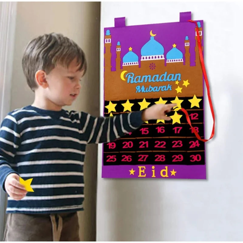 2026 Eid Mubarak Countdown Calendar Ramadan Muslim Party Hanging Calendar Decoration Craft Eid Al-adha Desktop Ornaments Gifts