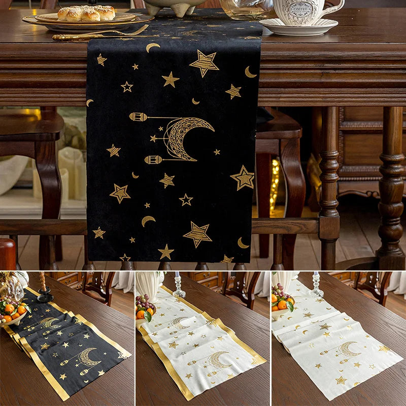 Ramadan Table Flag Cloth Muslim Decor 2026 Nappe Eid Mubarak Table Runner Party Home Decoration Mubarak Moon and Star Dinnerware