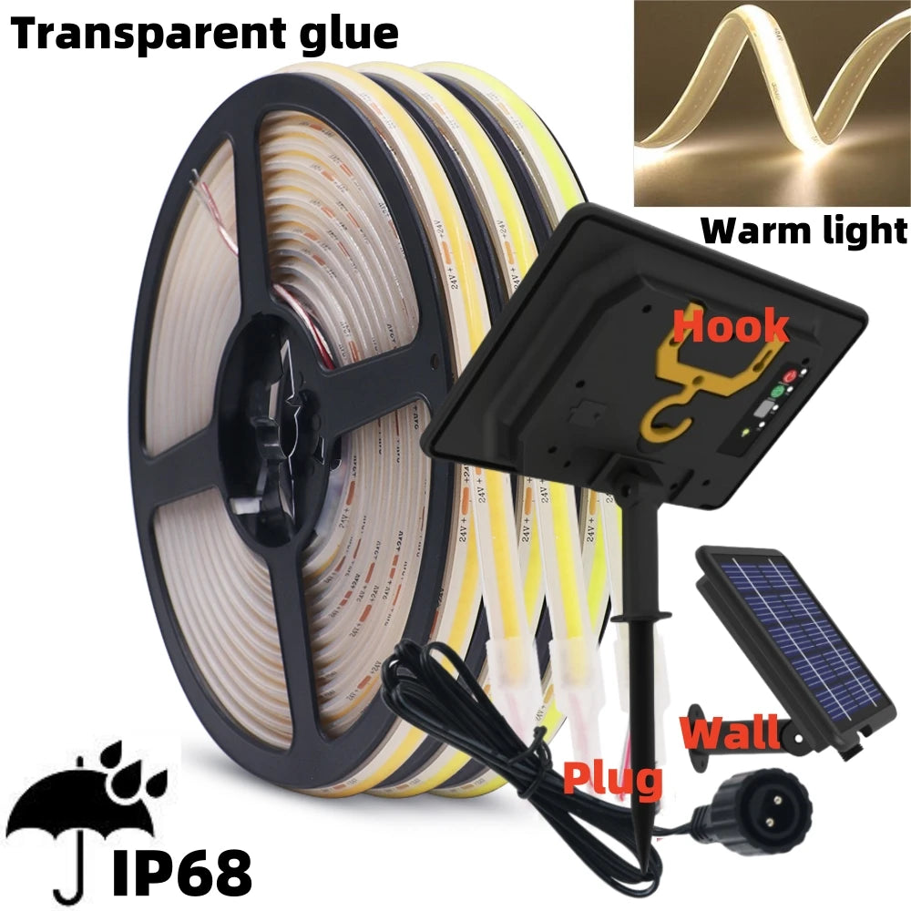 DC 24V COB Solar Neon Light Strips 320LEDs 480LEDs High Density Linear Lighting IP67 IP68 Waterproof Outdoor Warm Natural White
