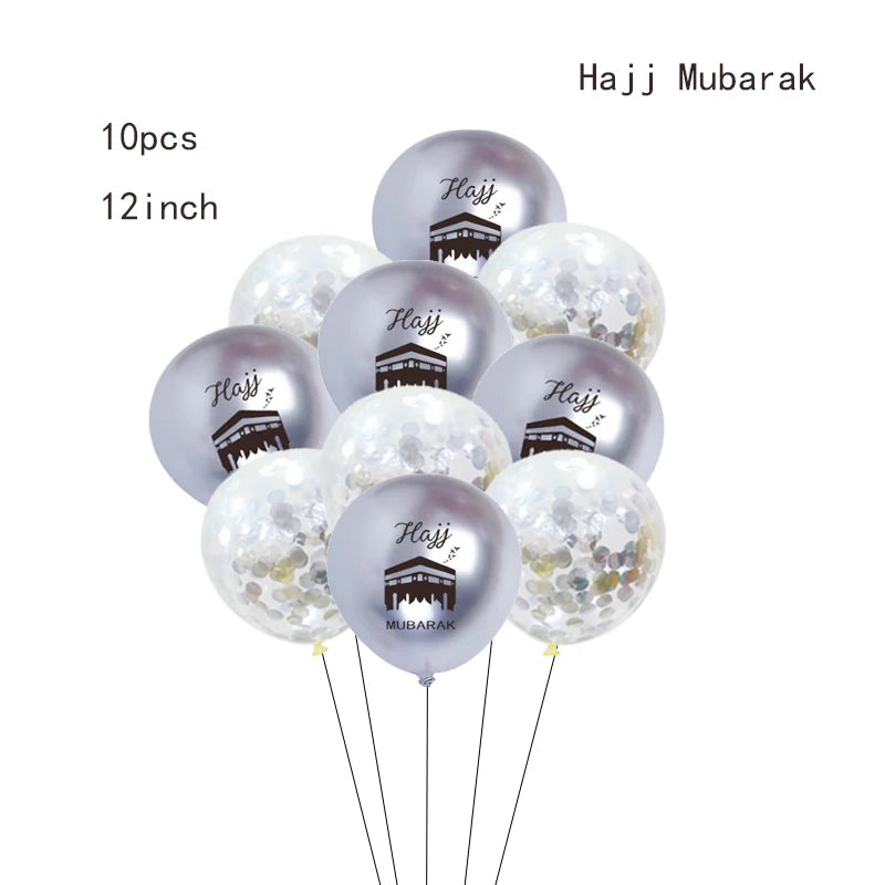 Black Gold Hajj Mubarak Star Moon Letter Foil Balloon Set Eid Mubarak Islamic Muslim Pilgrimage Festival Party Decor Supplies
