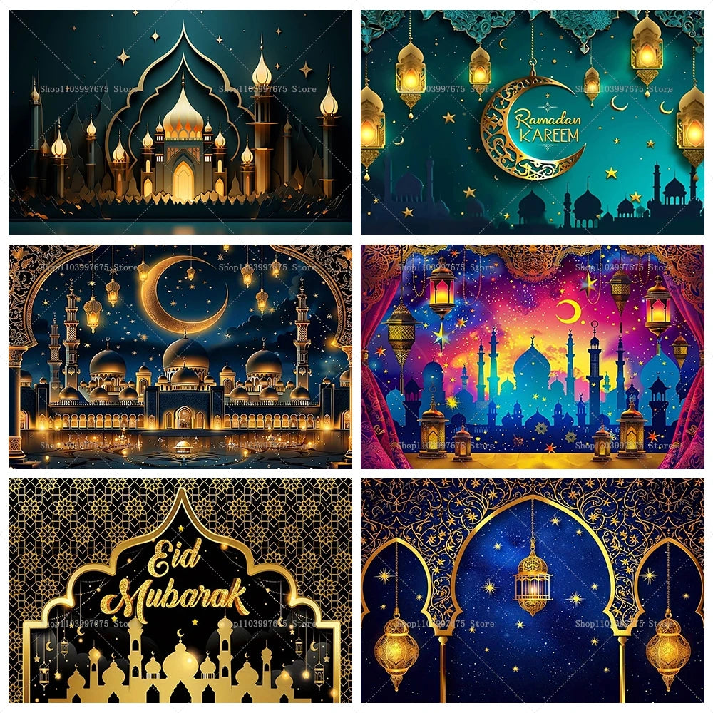 Eid Mubarak Backdrop Decorations Ramadan Background Banner for Home Islamic Muslim Eid Al-fitr Party Decor Supplies Photo Studio