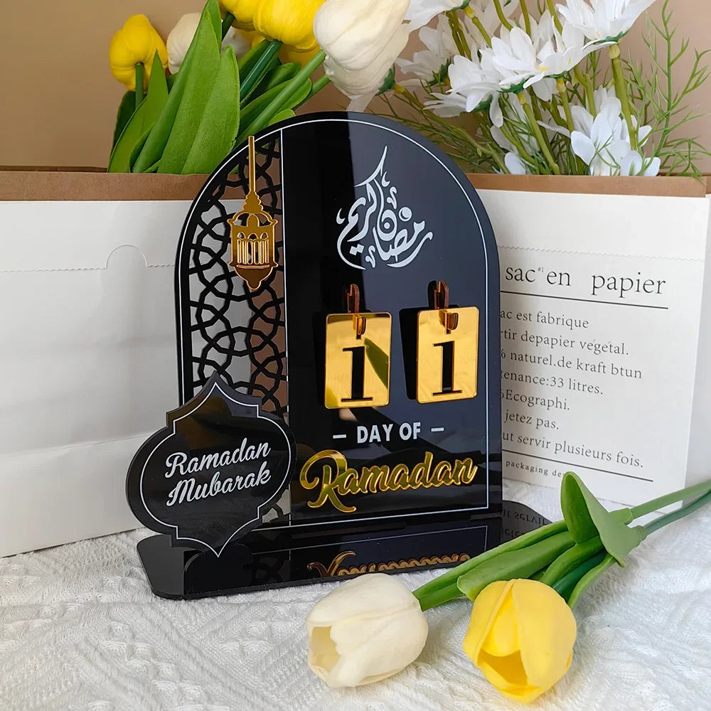 Eid Acrylic Ramadan Countdown Calendar with Base Mubarak Islam Advent Ramadan Home Desktop Decora Countdown Numbers Calendar