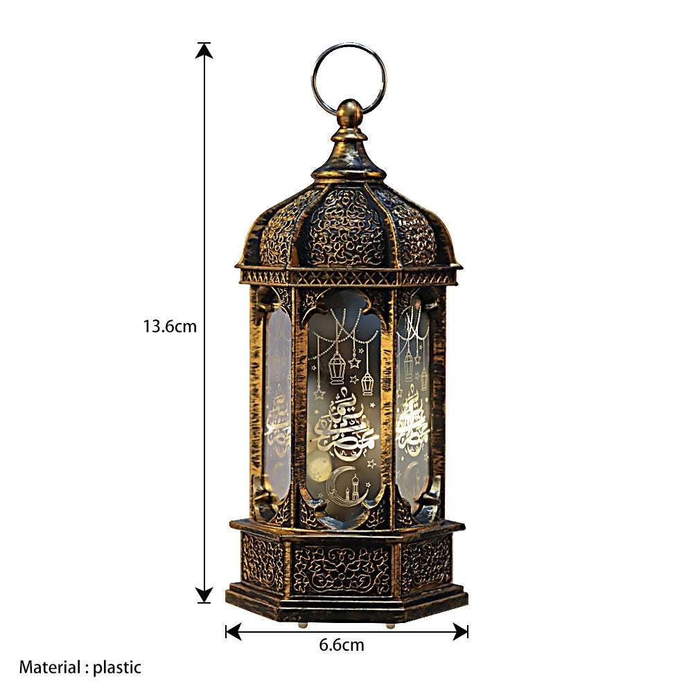 EID Mubarak Lantern LED Light Ornaments Eid Al-Fitr Aid Islamic Muslim Party Decor Supplies Ramadan Kareem Decoration for Home