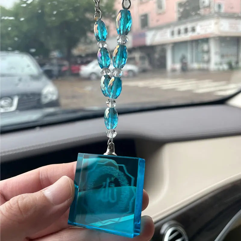 Islam Blue Crystal Beads Allah Quran Ayatul Kursi Car Hanging Pendant