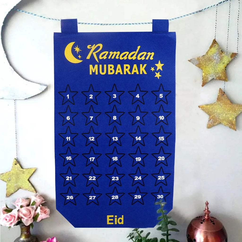 Ramadan Advent Calendar With 30 Reusable Star 30 Days Felt Wall Ramadan Calendar For Kids Eid Mubarak Countdown Calendar 2025