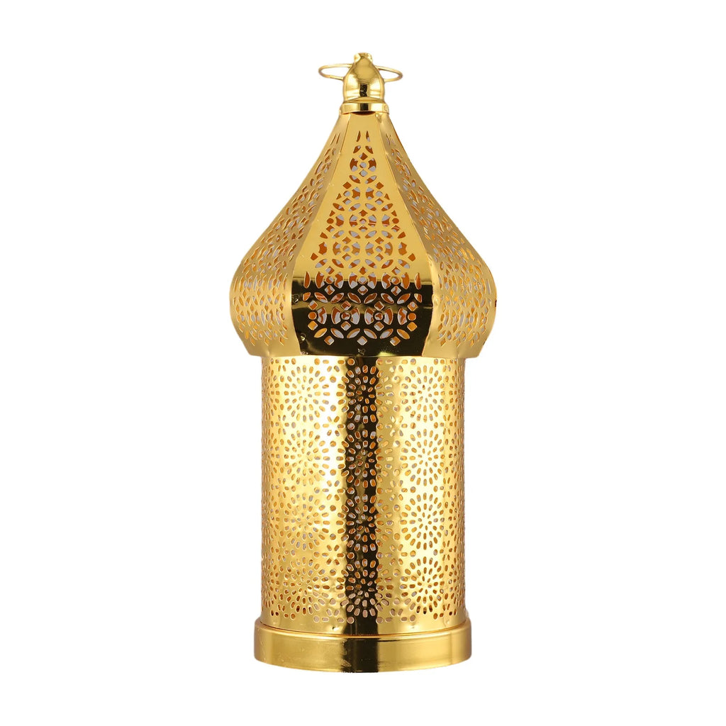 1PC Moroccan Golden Hollow Iron Lantern Ramadan Home Decoration Light Ornaments Gold Lanterns Moroccan Home Crafts Decoration