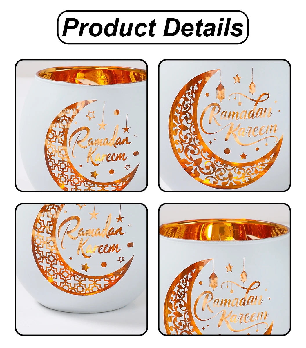 Ramadan Kareem Candle Holders Ramadan Decorations for Home 2026 Eid Al-Fitr Gifts Islamic Muslim Eid Al Adha Party Supplies
