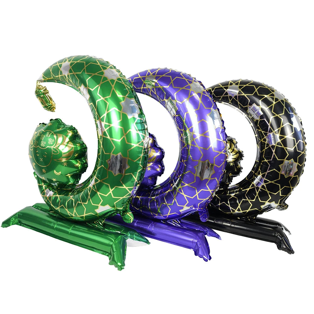 Happy Eid Ramadan Mubarak Foil Balloon DIY Decoration Islamic Ramadan Stars and Moon Helium Balloon Celebration Party Decoration