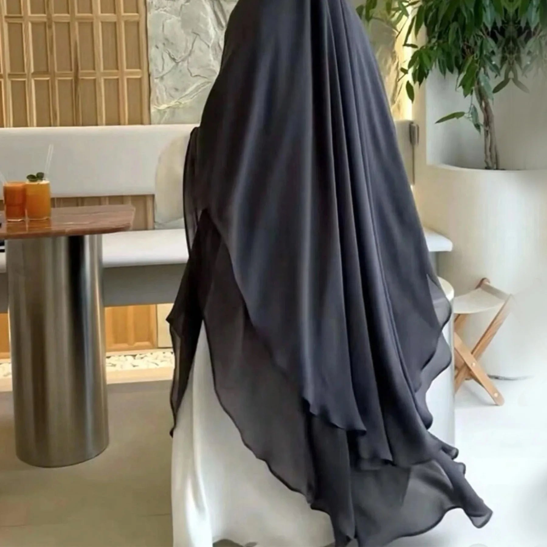 Extra Long Khimar Chiffon 2Layers Muslim Women Hijab Prayer Eid Hijabs Headscarf Shawl Veil Long Djellaba Niqab Ramadan scarf