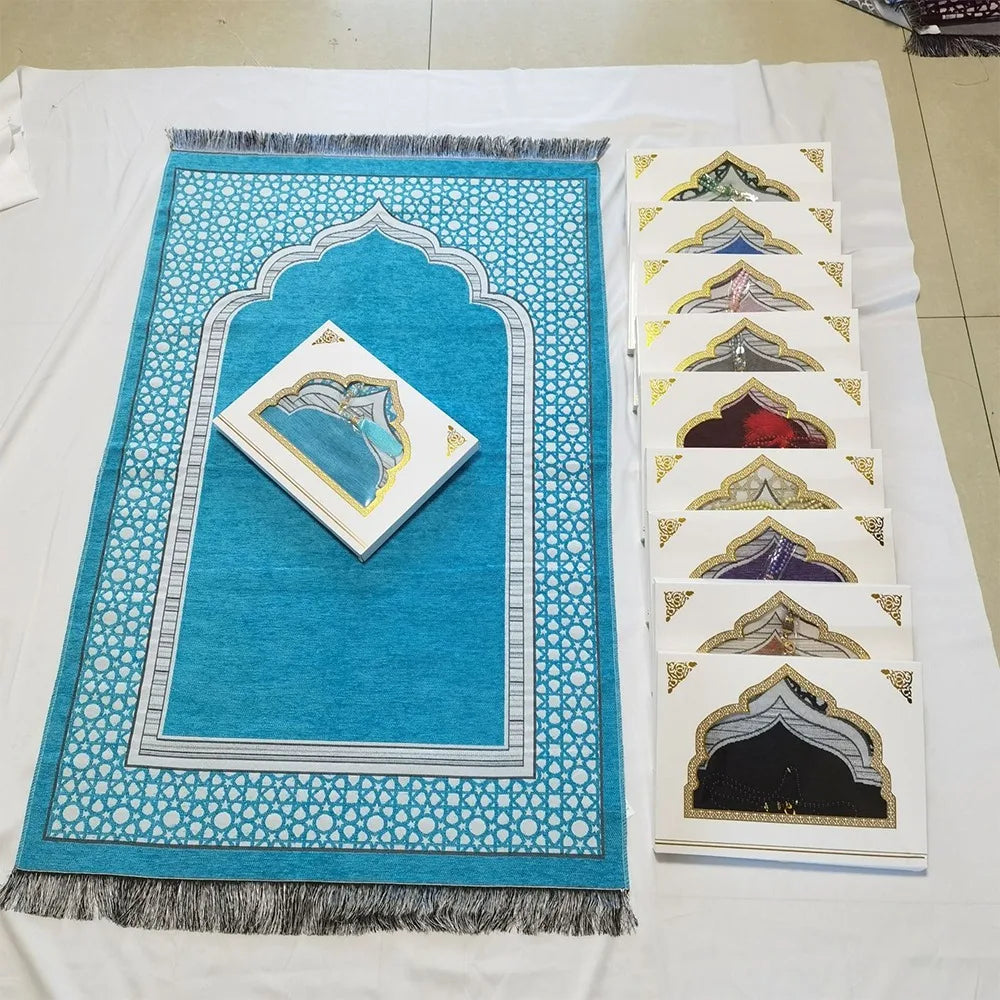 Printed Floor Mat 70x110cm Muslim Prayer Rug Non-slip Foldable Islamic Prayer Mat Rectangle Ethnic Style Janamaz Sajadah Eid
