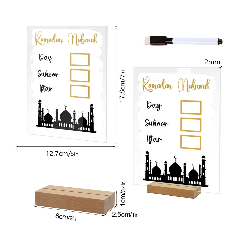 1 Pcs Ramadan Calendar Acrylic Eid Mubarak DIY Countdown 2024 Ramadan Decorations Countdown Ramadan Party Ornament