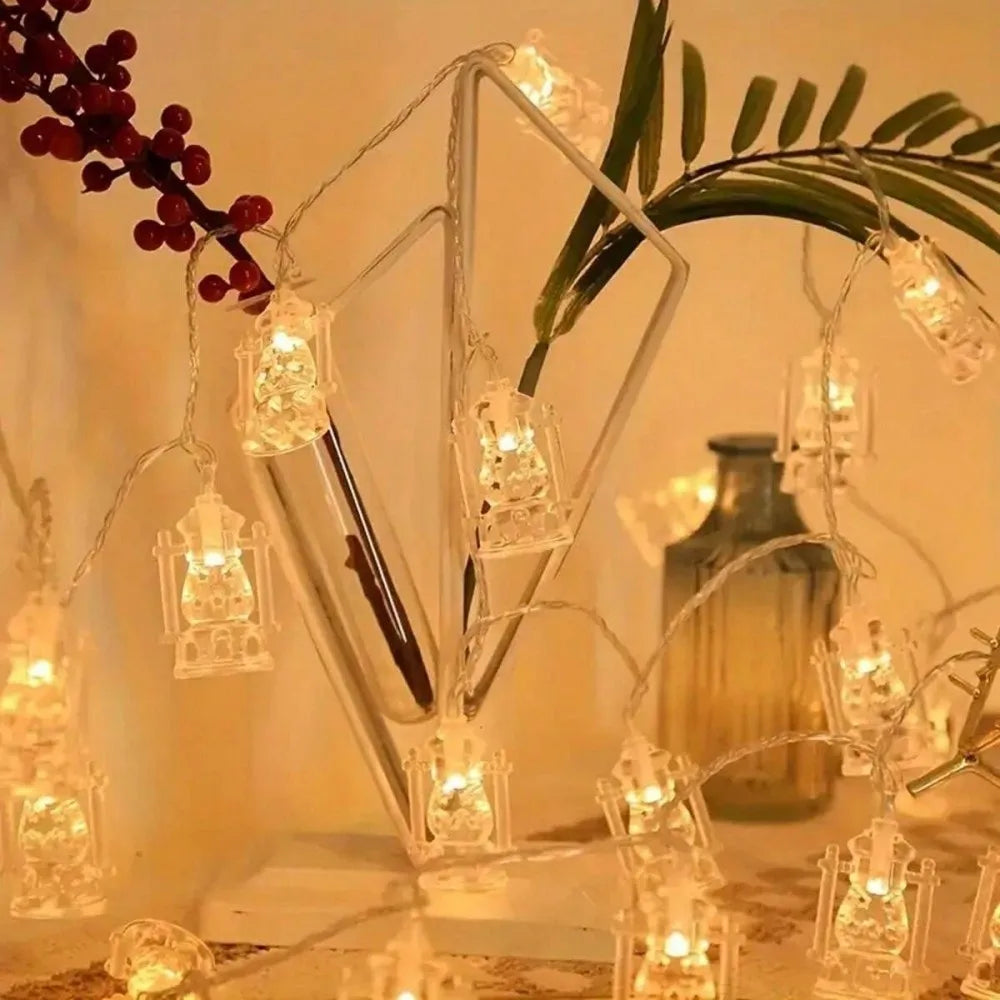 1pc Ramadan Lantern String Lights,59.06/118in LED Fairy Lights for Home Decor,Mosque,Islamic Festival,Religious Celebration