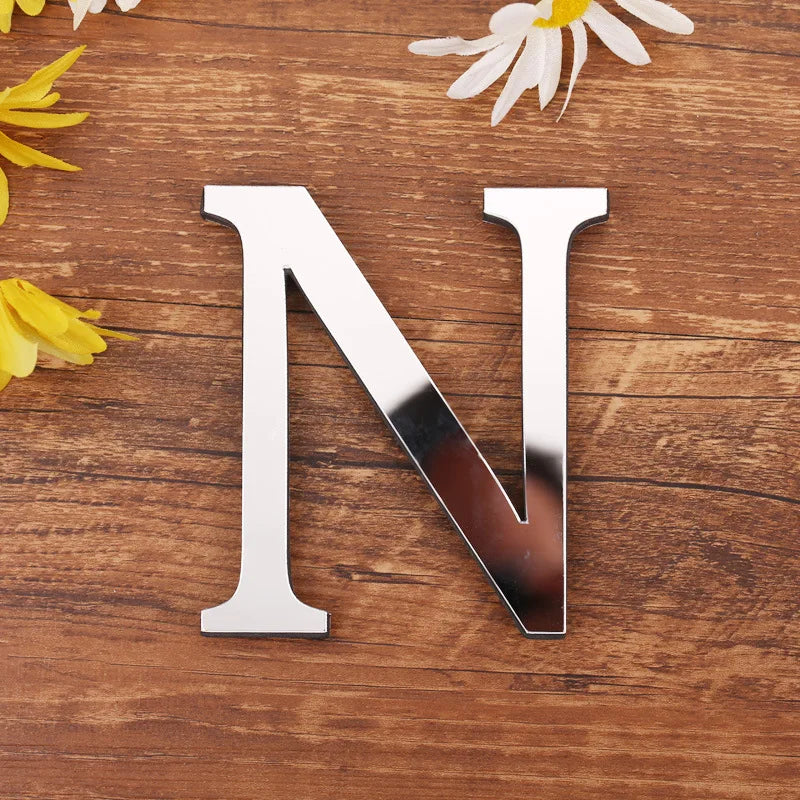 Acrylic Mirror 3D Alphabet  House Number Wall Sticker English Alphabet Sticker Decoration Wedding love letters Decorative