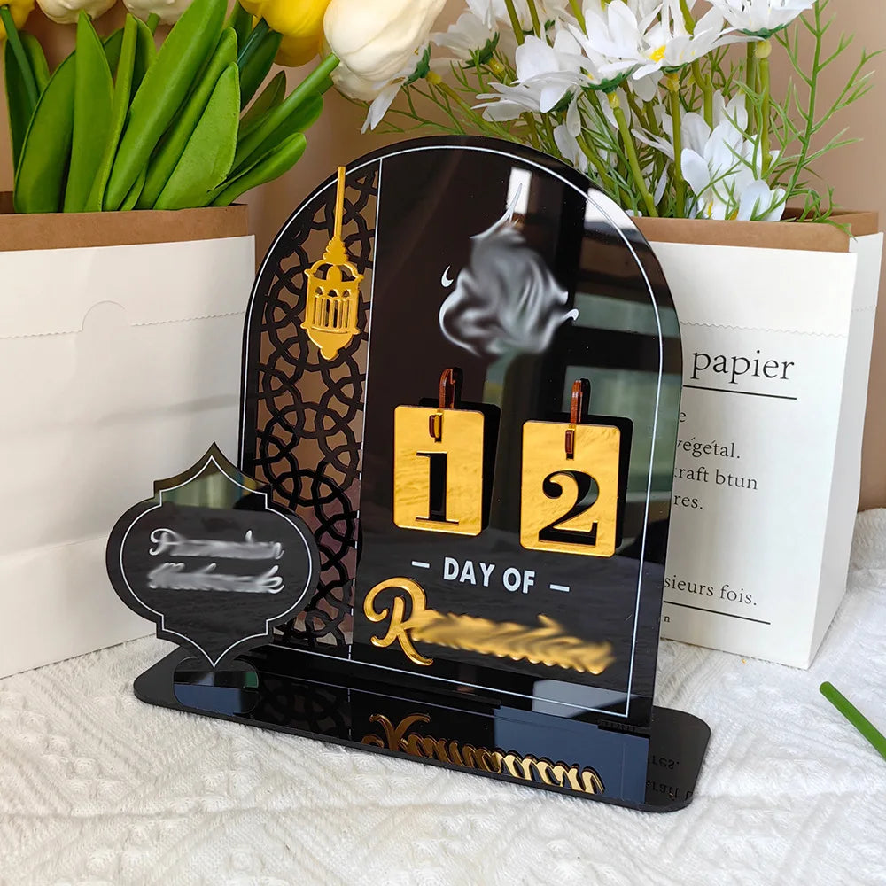 Ramadan Countdown Calendar 2026 Acrylic Silver Eid Mubarak Advent Islamic Home Decor For Muslim Party Indoor Table Desk Gifts