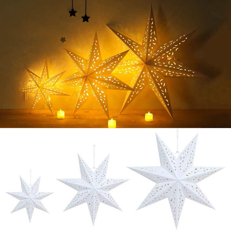 30-75cm Hollow Star Hanging Pendant Eid Mubarak Christmas Ramadan Decoration 2024 Islamic Muslim Party Decor Ramadan Kareem Gift