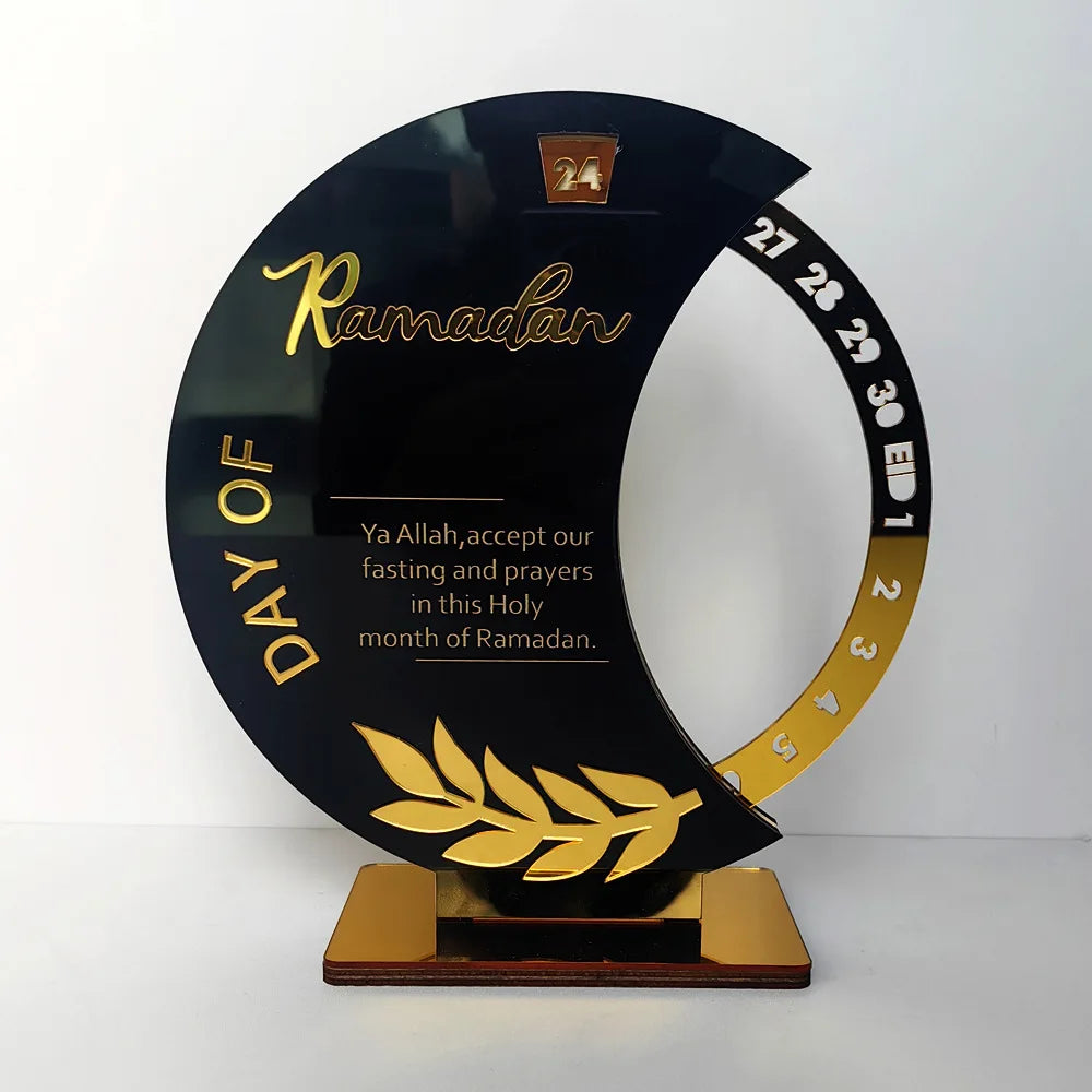 Ramadan Countdown Advent Calendar with Rotatable Wheel Eid Mubarak Table Ornament Islamic 2025 Muslim Party Decoration Kids Gift