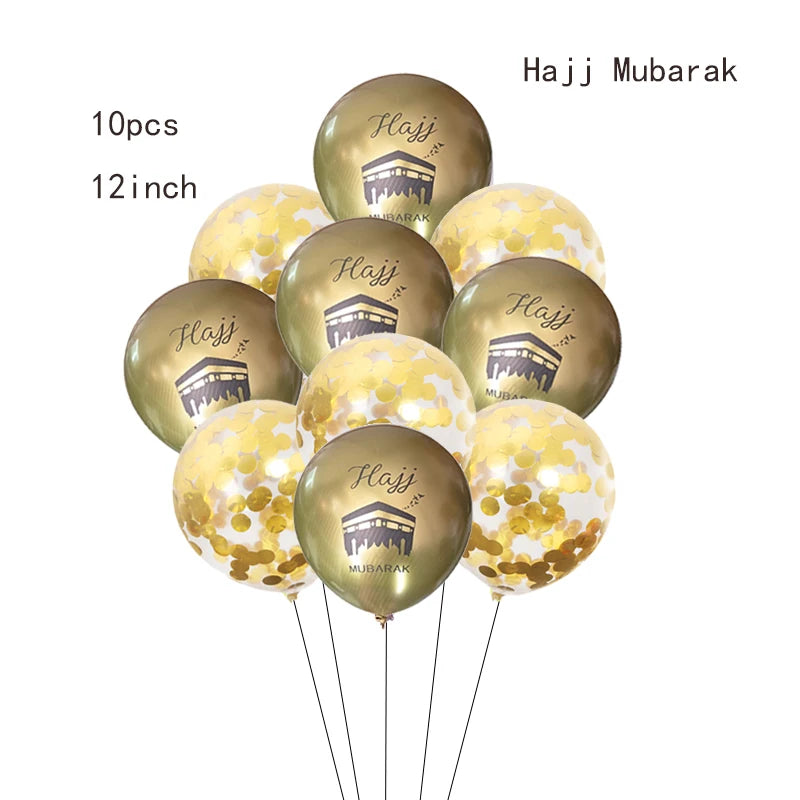 Black Gold Hajj Mubarak Star Moon Letter Foil Balloon Set Eid Mubarak Islamic Muslim Pilgrimage Festival Party Decor Supplies