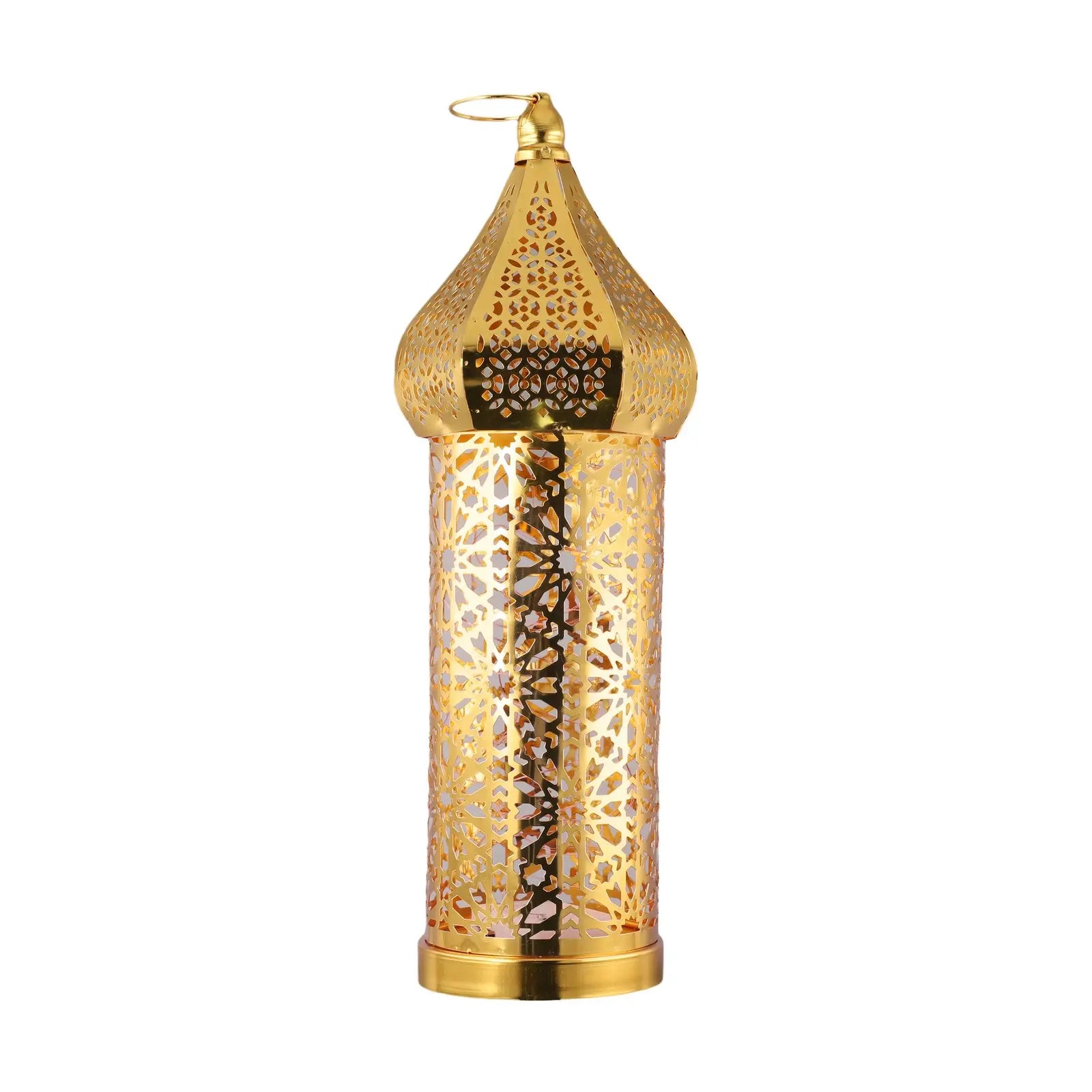 1PC Moroccan Golden Hollow Iron Lantern Ramadan Home Decoration Light Ornaments Gold Lanterns Moroccan Home Crafts Decoration